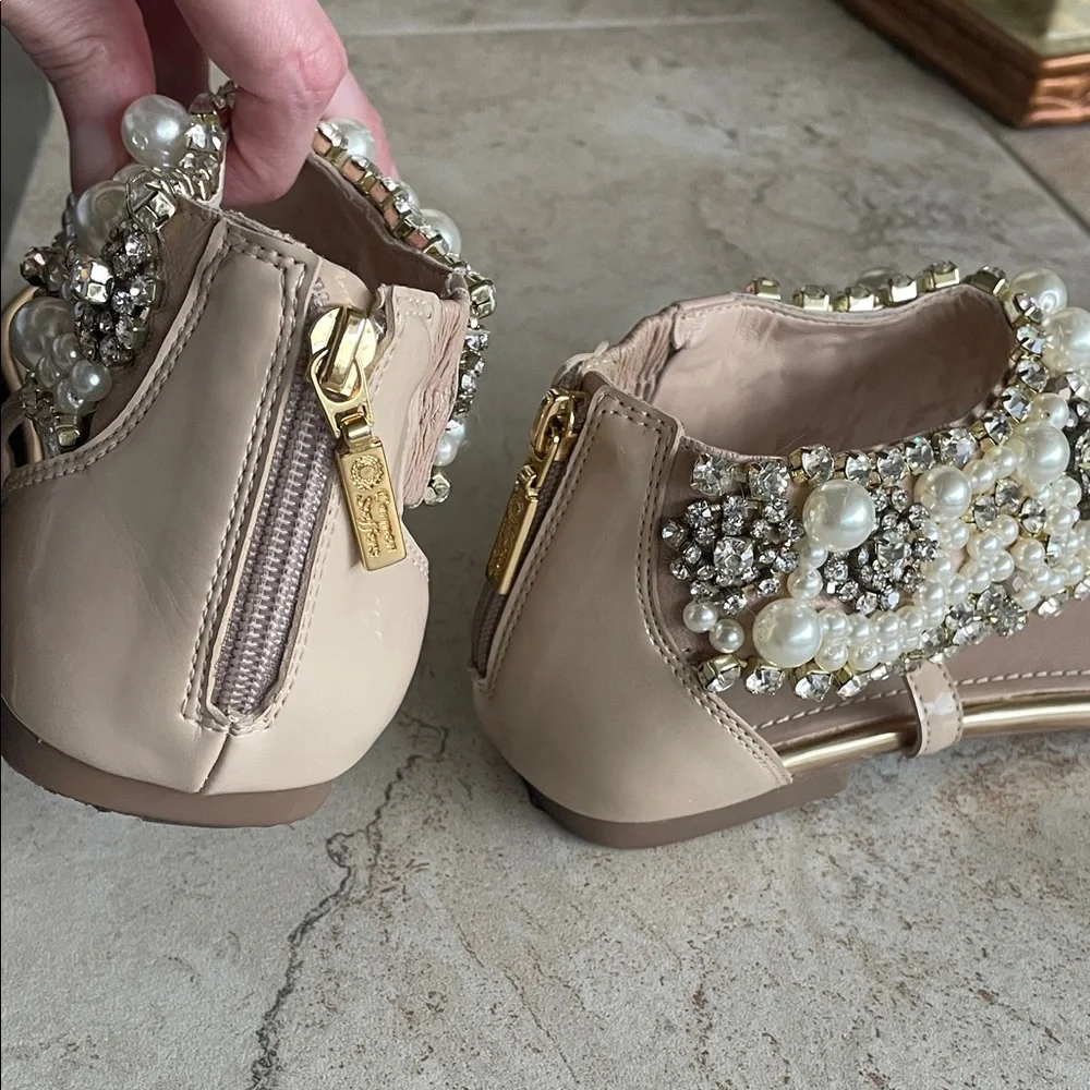 Crystal Pearl Embellished Sandals new in box